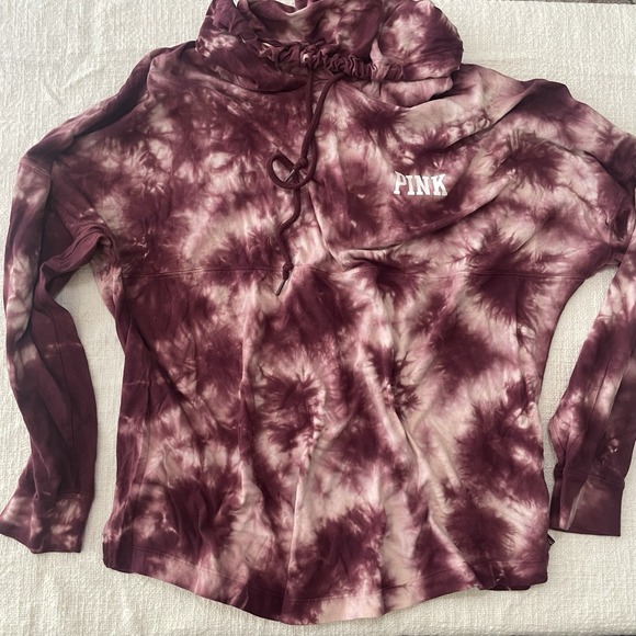 Victoria's Secret PINK Large Varsity Hoodie Long Sleeve Pullover Tie Dye Shirt - Picture 1 of 8